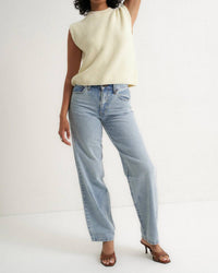 Callahan Shaker Knit Crewneck Muscle Tee in cream - women's t-shirt - view 4