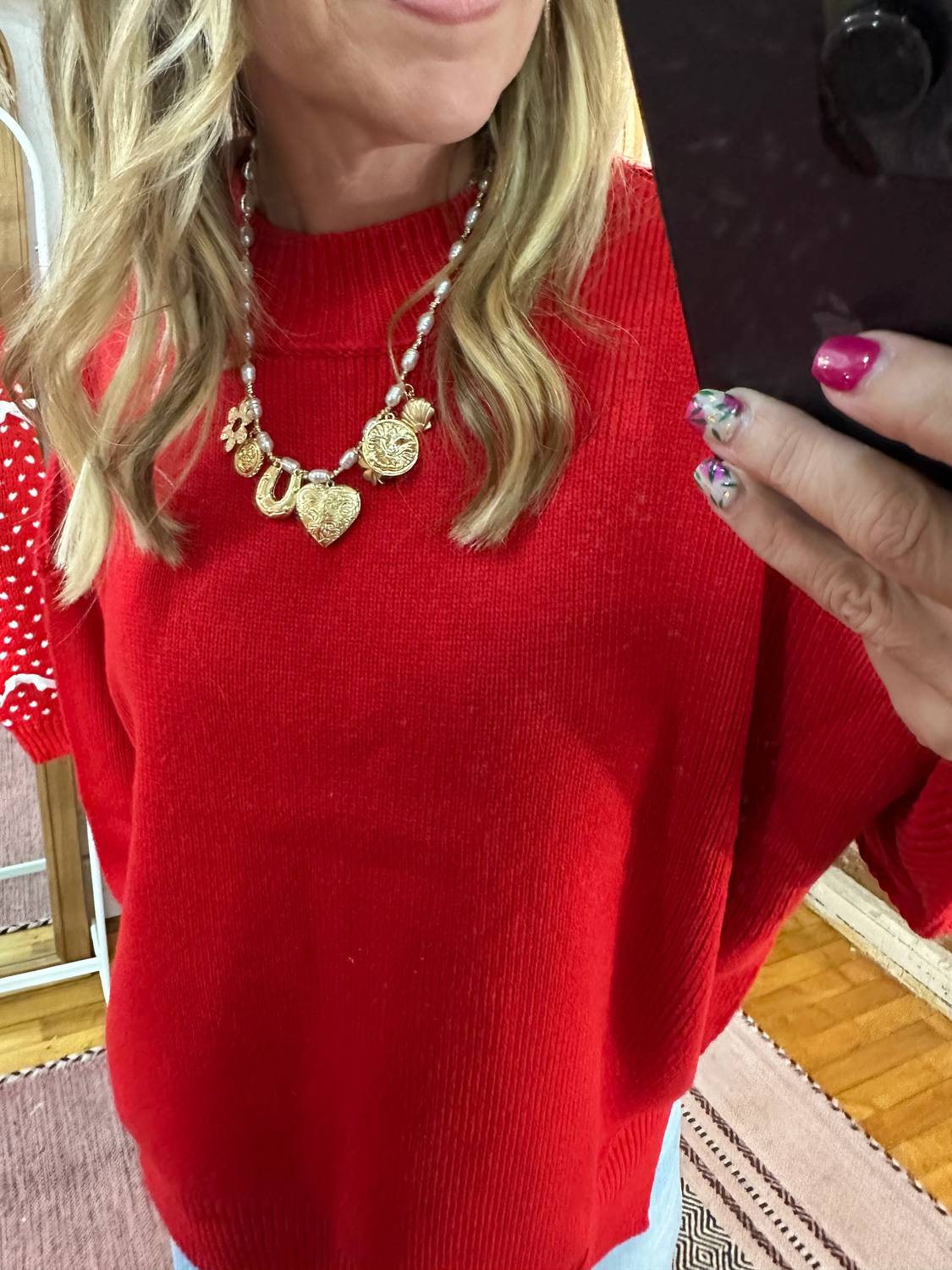 She + Sky - Drop Shoulder Mock Neck Sweater