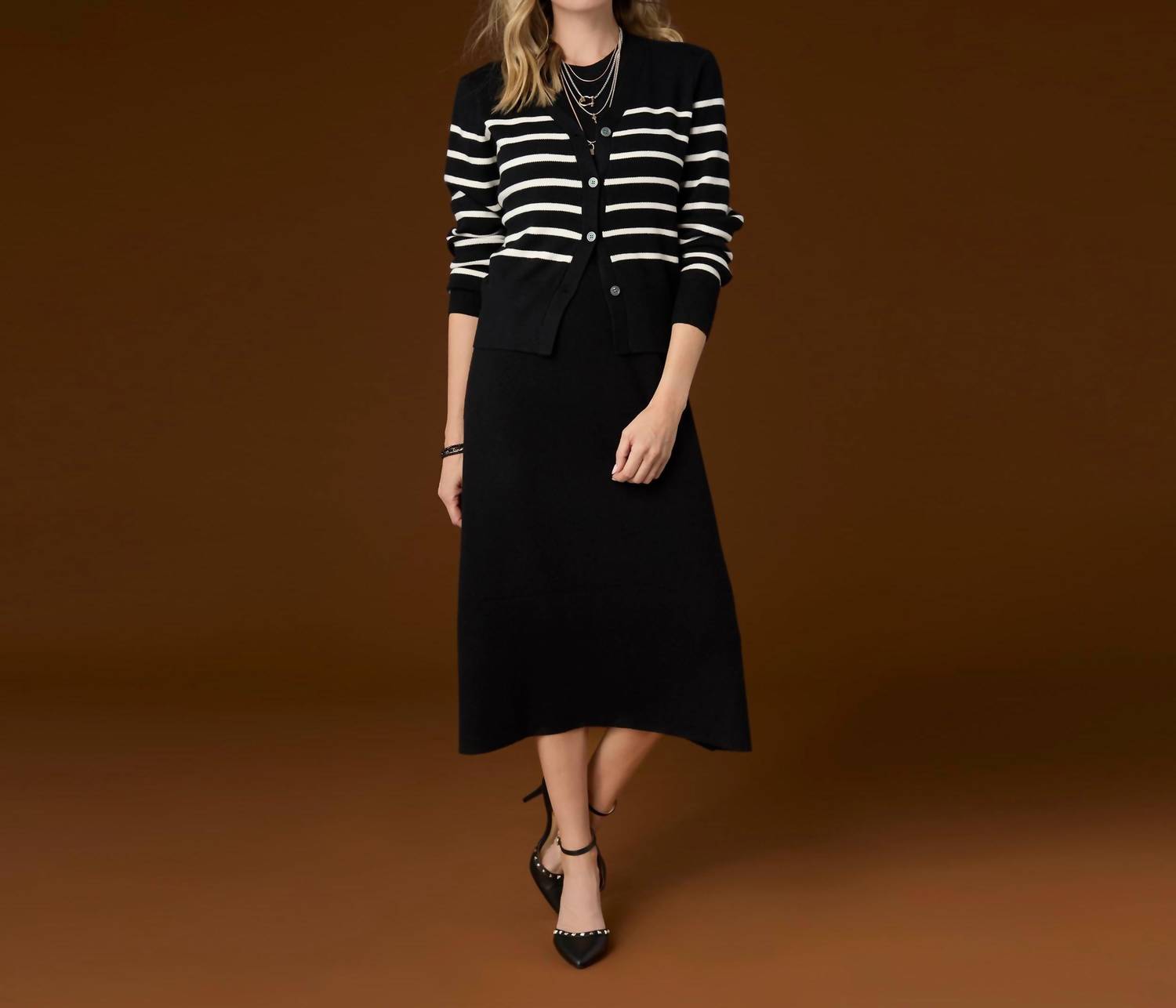 Coco + Carmen - Striped Button Down Cardigan