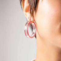 Gold & Honey - Women's Flat Illusion Lucite Hoop Earrings