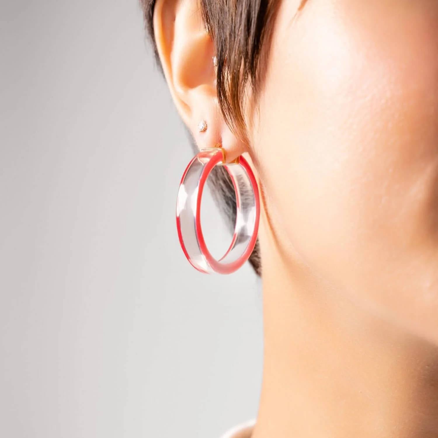 Gold & Honey - Women's Flat Illusion Lucite Hoop Earrings