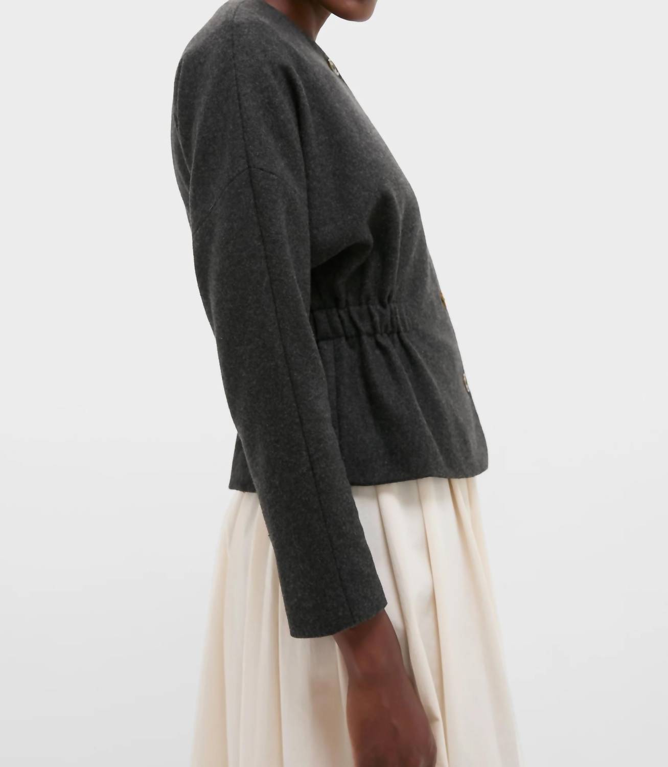 EMERSON FRY Atelier Cinch Jacket in charcoal light - women's jacket - detail view