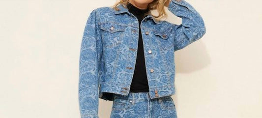 Habitual - Crop Jacquard Denim Jacket