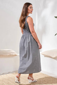 Tribal - Gingham Smocked Bodice Maxi Dress