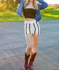 Miou Muse - When It Hits Striped Crochet Shorts