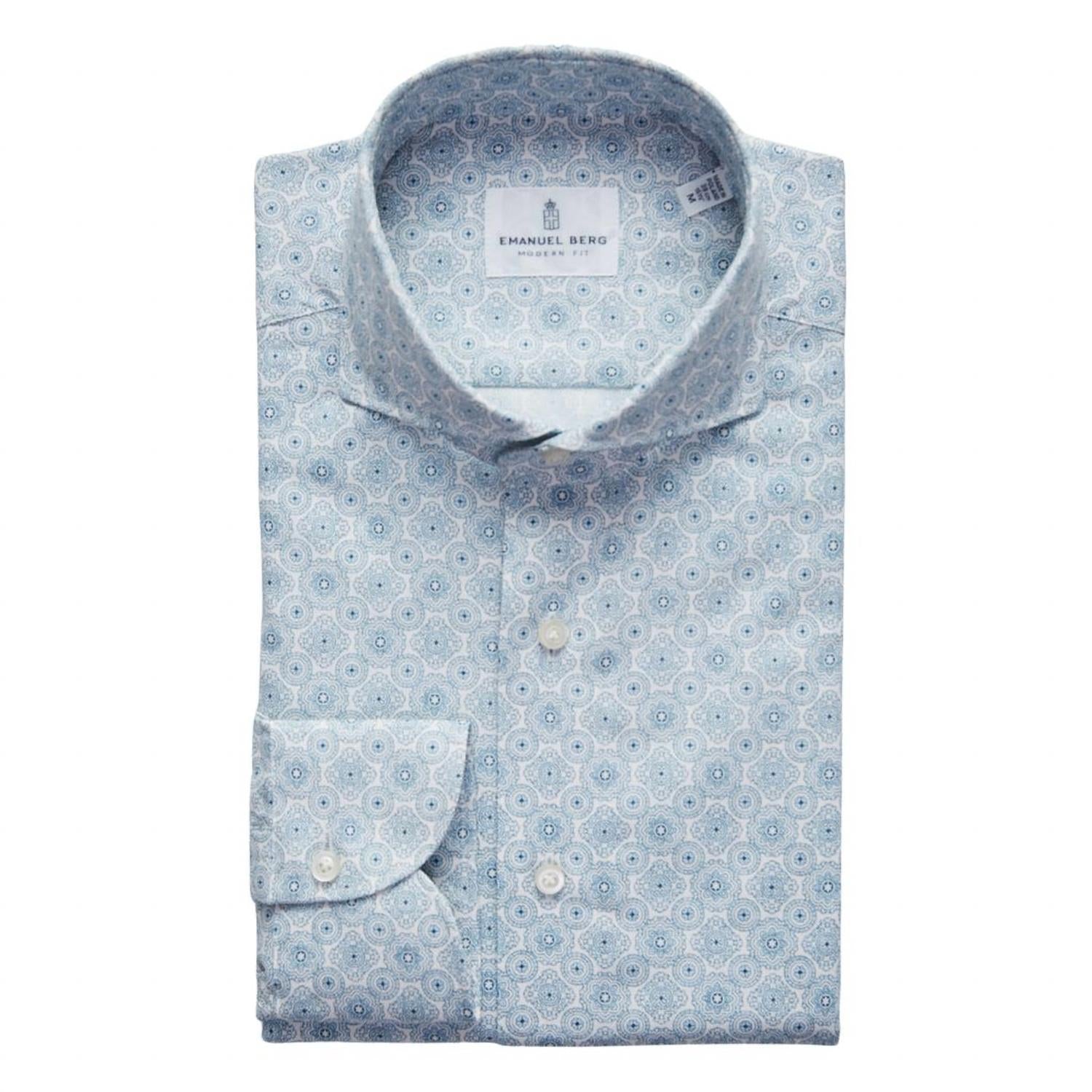 Emanuel Berg Harvard Mandala Print Shirt in light pastel blue - men's shirt - alternate view