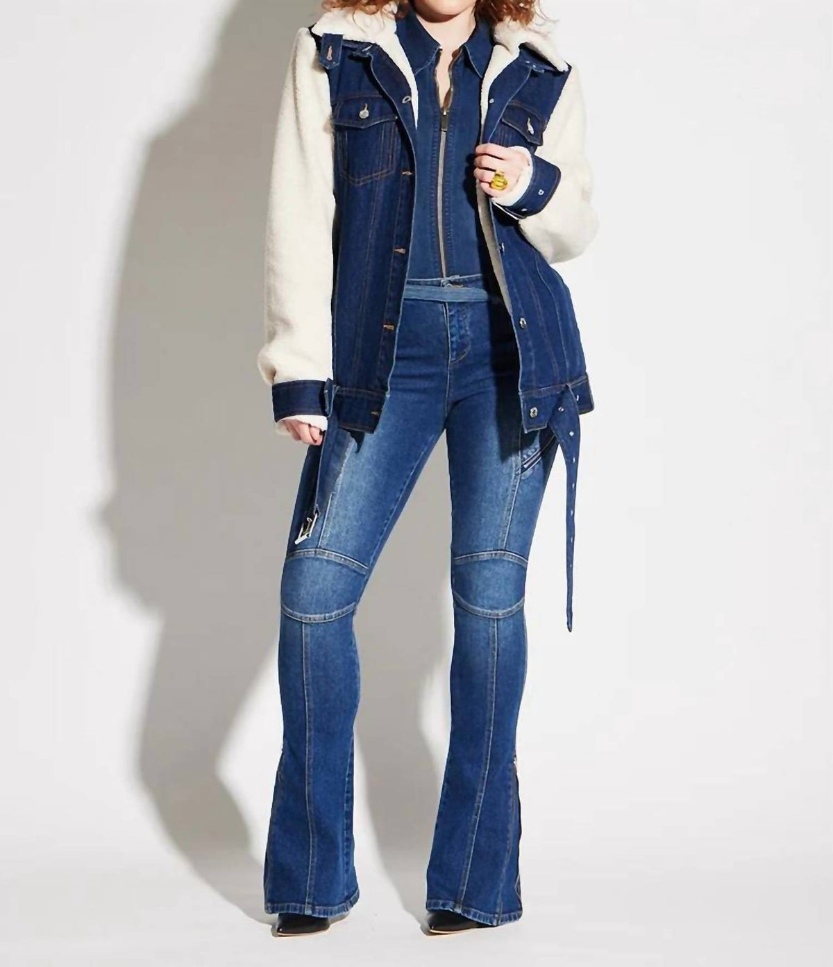 Circular Path - Teddy Denim Moto Jacket