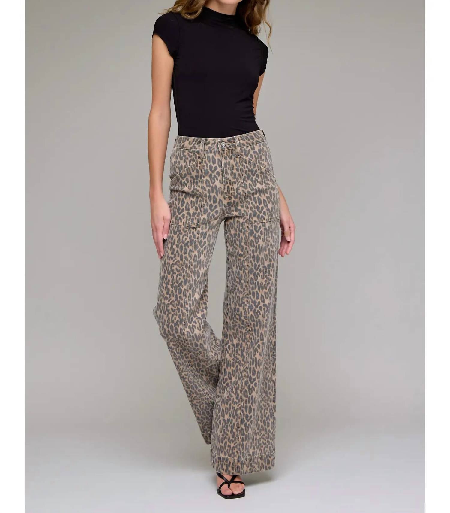 Hidden - Cheetah High Rise Flare Jeans