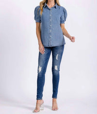 Wholesale Fashion Trends - The Arlo Denim Puff Top
