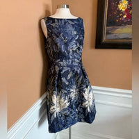 Jessica Howard Women's Floral Jacquard Metallic Dress in navy - women's dress - alternate view