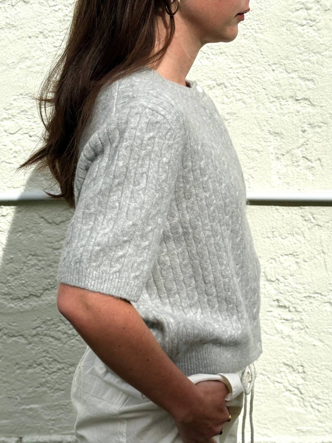 Things Between - Paisley Cable Knit Short Sleeve Top