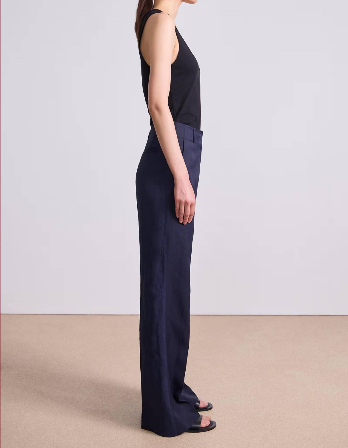 APIECE APART Adi Wide Leg Trousers in midnight - women's pants - detail view