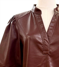 MELISSA NEPTON Women's Lauryn Mini Dress in dark burgundy - women's dress - detail view