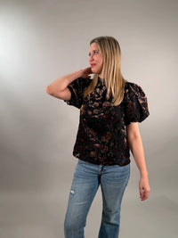 Thml - Romantic Velvet Burnout Puff Sleeve Top