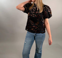 Thml - Romantic Velvet Burnout Puff Sleeve Top