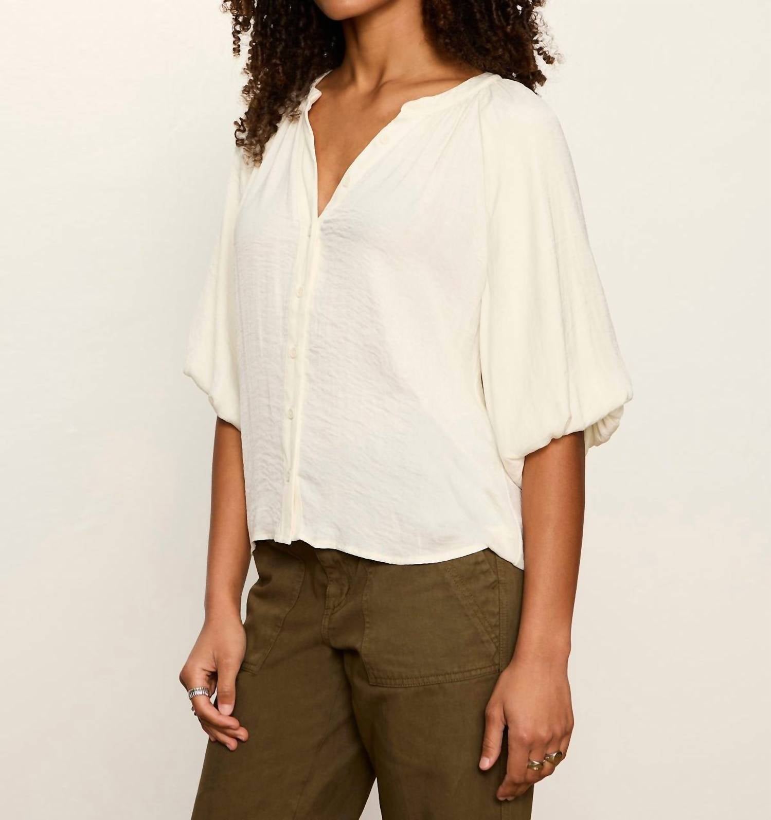 Sanctuary Plenty Of Love Bubble Blouse in collagen - women's blouse - detail view