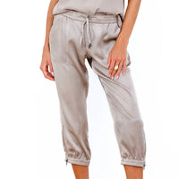 Go by Go Silk Parachute Capri Pants in sand - women's pants - detail view