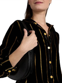 L'Agence - Cosette Metallic Stripe Crop Shirt