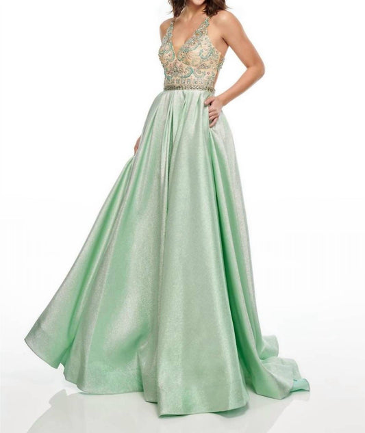 Rachel Allan - Shimmer Woven Beaded Princess Gown