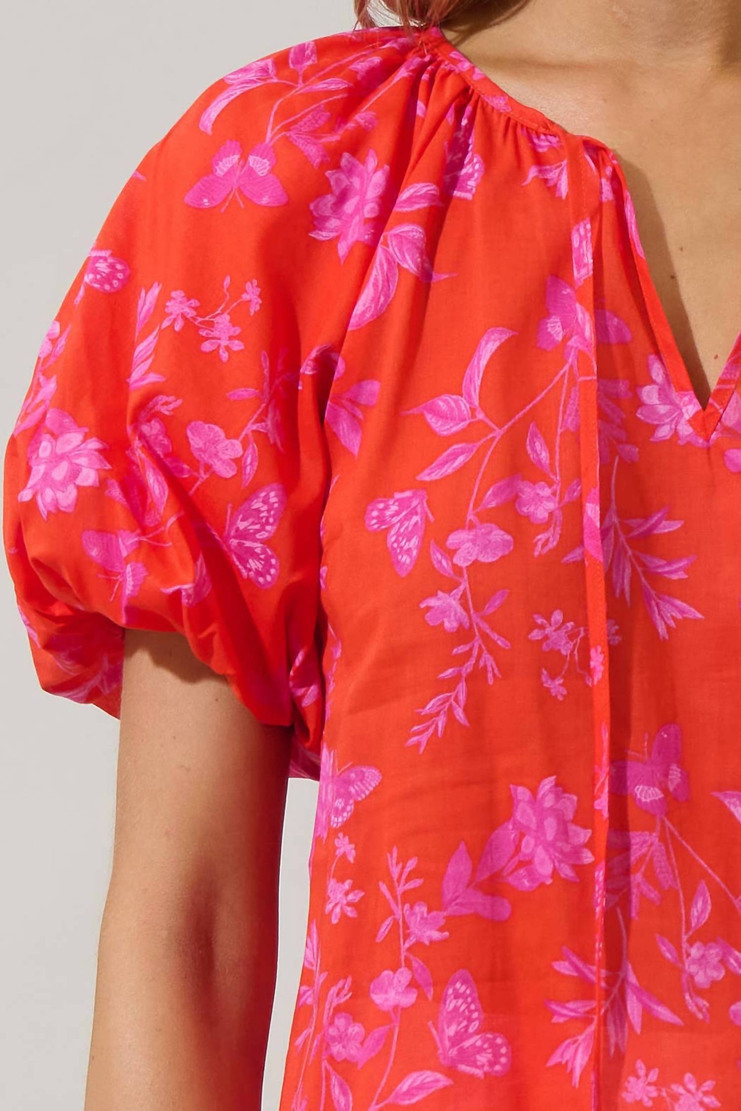 Sugarlips - Fia Floral Overseas Balloon Sleeve Top
