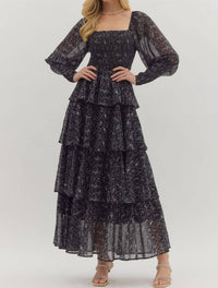 Entro - Tiered Puff Sleeved Floral Maxi Dress
