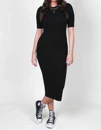Enza Costa - Silk Rib Half Sleeve Midi Dress