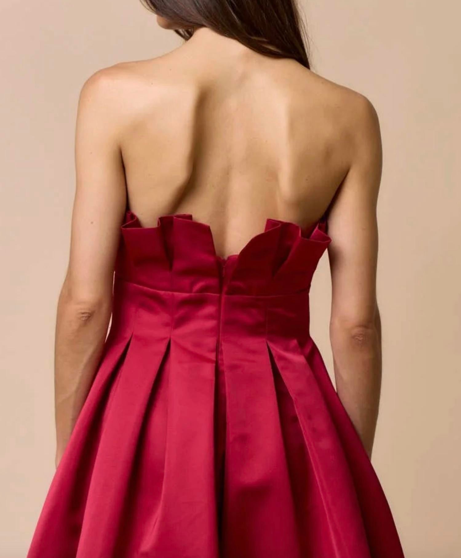 Lalavon - Pleated Fit and Flare Mini Dress