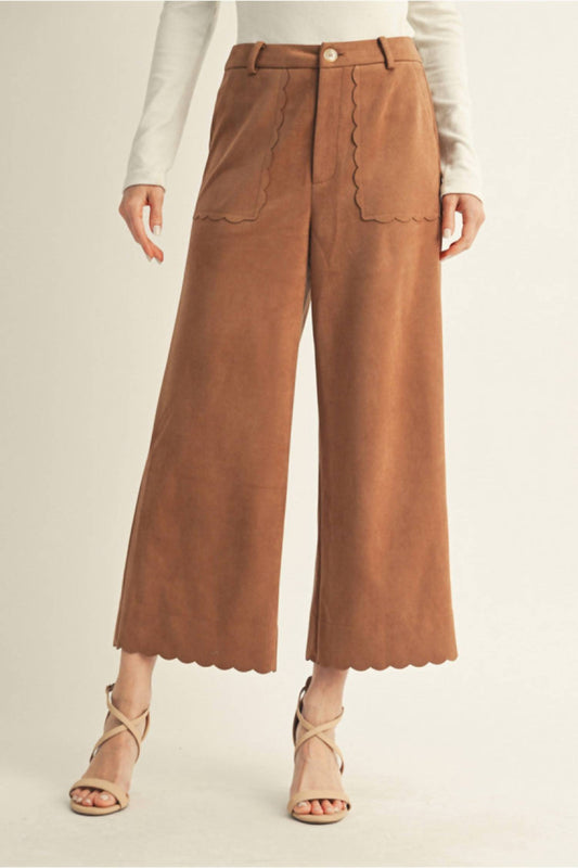 Jodifl - Suede Scalloped Hem Pants