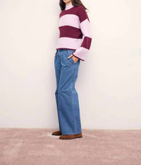 MINKPINK Freja Stripe Chunky Knit Sweater in violet - women's sweater - view 4