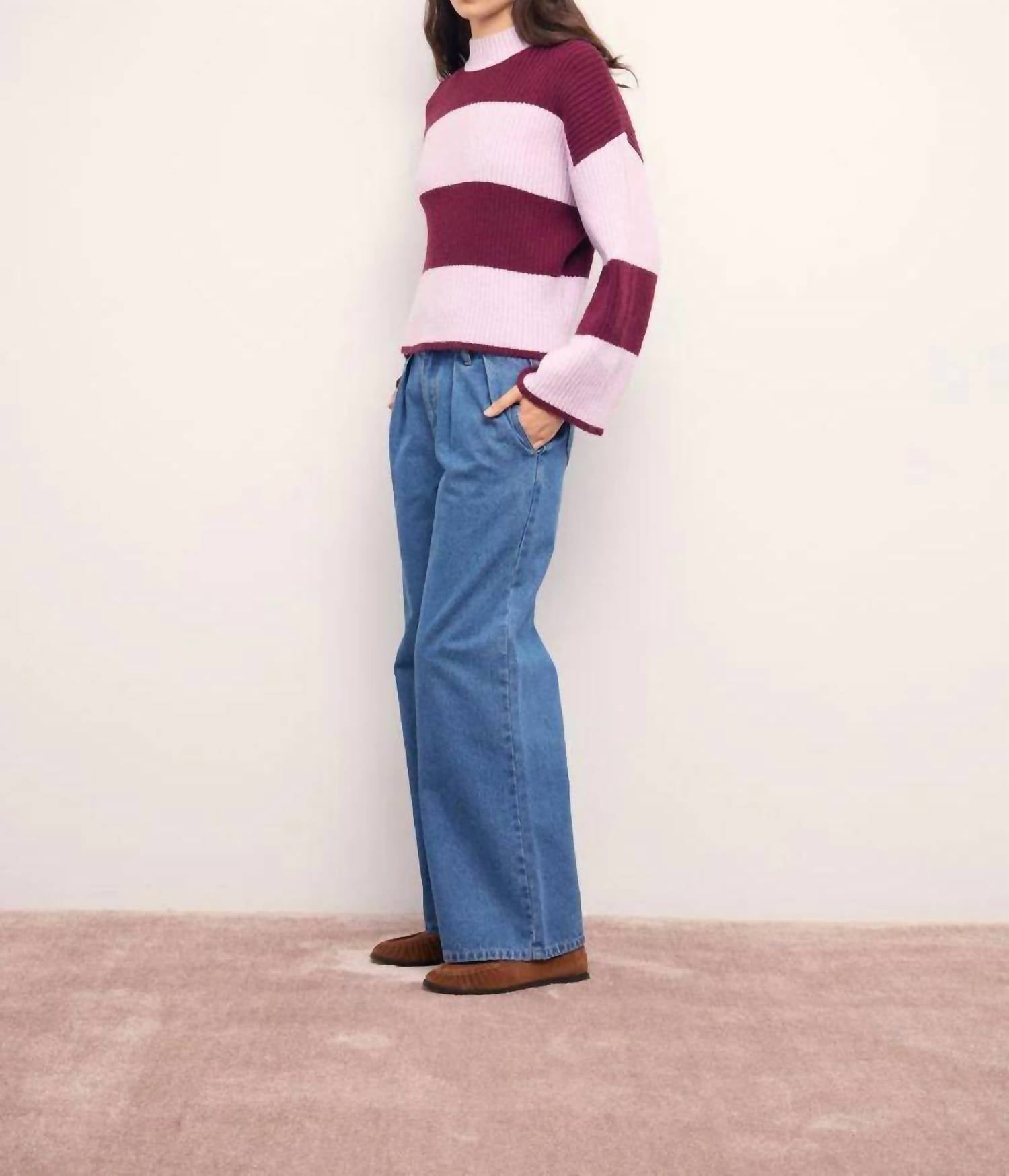 MINKPINK Freja Stripe Chunky Knit Sweater in violet - women's sweater - view 4