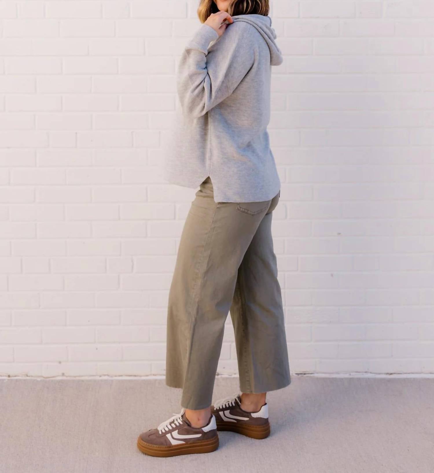 Easel - Penny Button Front Wide Leg Pant