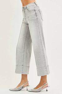 Risen - Lizzy Mid Rise Wide Pintuck Denim Pants