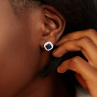 Starlette - Women's Sapphire Halo Stud Earrings