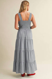 Mustard Seed Square Neck Smocked Tiered Maxi Dress in denim - women's dress - view 4