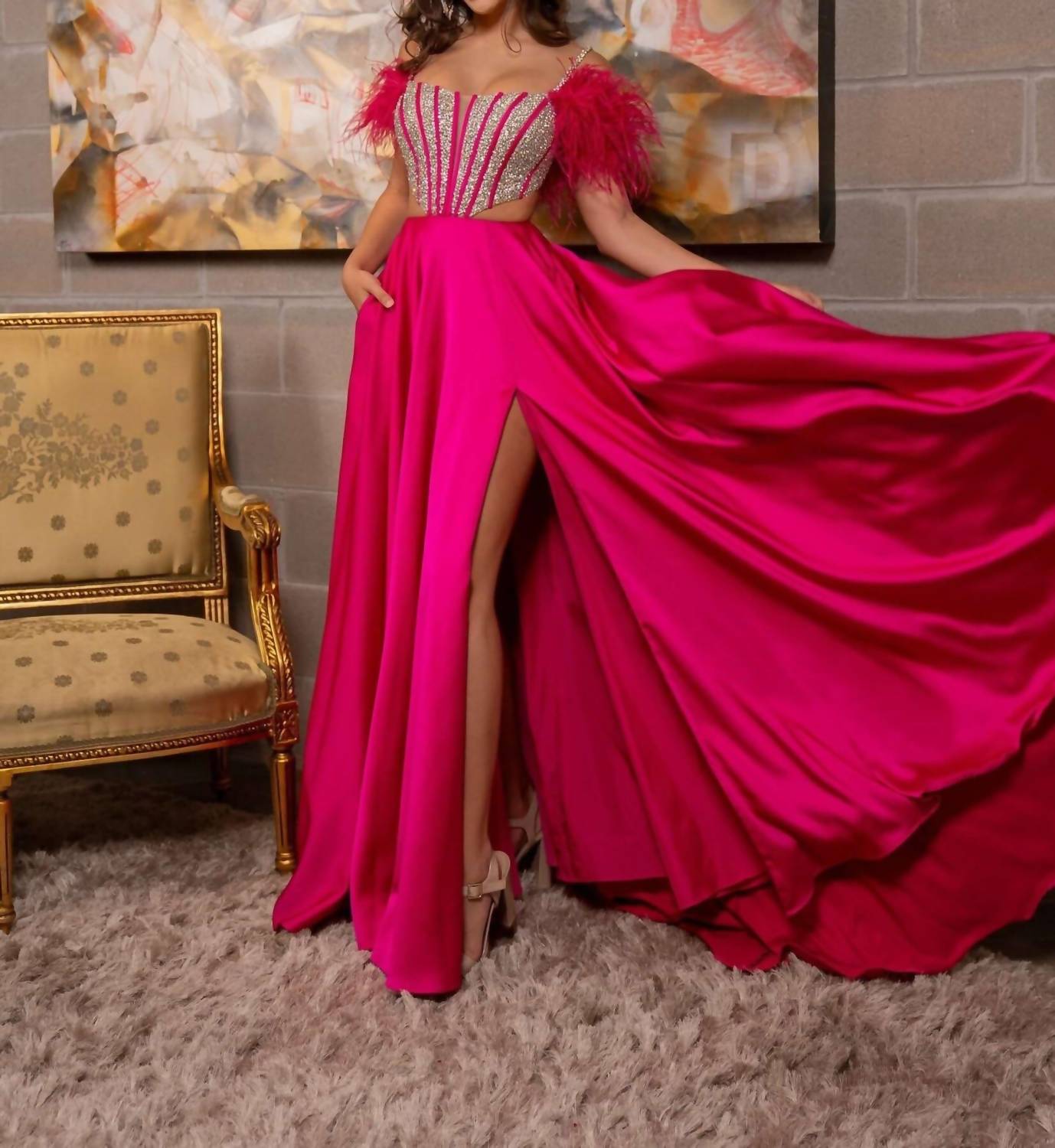 Rachel Allan - Ornate Corset Cutout Prom Dress