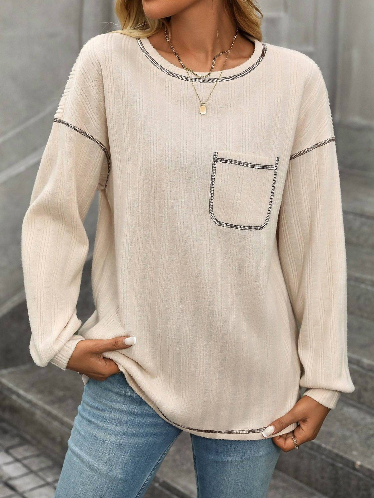 Suhkasana - Ribbed Knit Long Sleeve Shirt