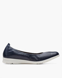 Clarks Women's Jenette Ease Ballet Flat in navy leather - women's flats