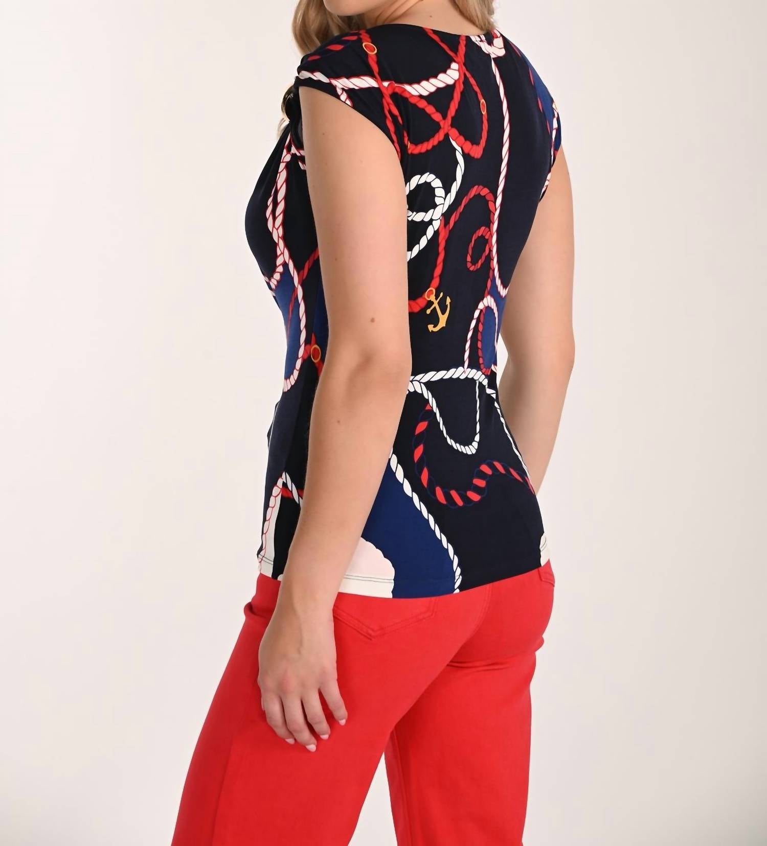 Frank Lyman - Sleeveless Abstract Boat Neck Top