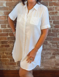Mododoc - Half Sleeve Swing Shirt Dress