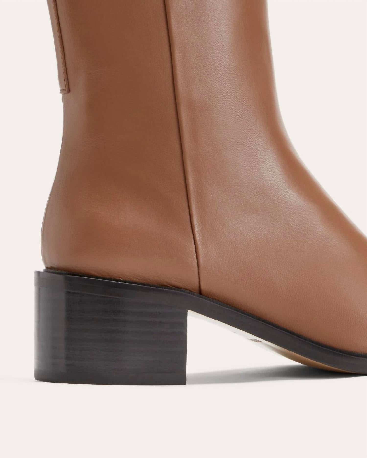 Everlane Women's City Leather Square Toe Boot in saddle brown - women's shoe - view 4