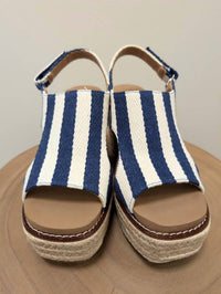 Corkys Footwear - Freddie Wedge Navy Stripe