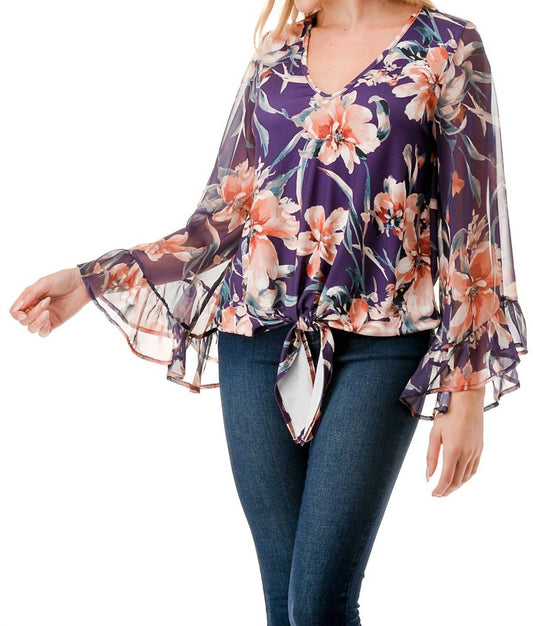 Vava - JANE V-NECK RUFFLE SLEEVE TOP