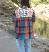 Layerz Clothing - Micah Embroidered Plaid Top