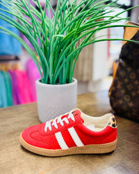 Corkys Footwear Women's Head's Up Sneaker in red - women's sneaker - detail view
