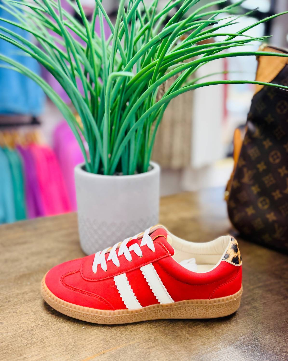 Corkys Footwear Women's Head's Up Sneaker in red - women's sneaker - detail view