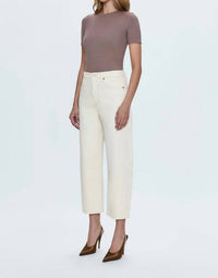 PISTOLA Eli High Rise Arched Leg Pants in ecru - women's pants - detail view