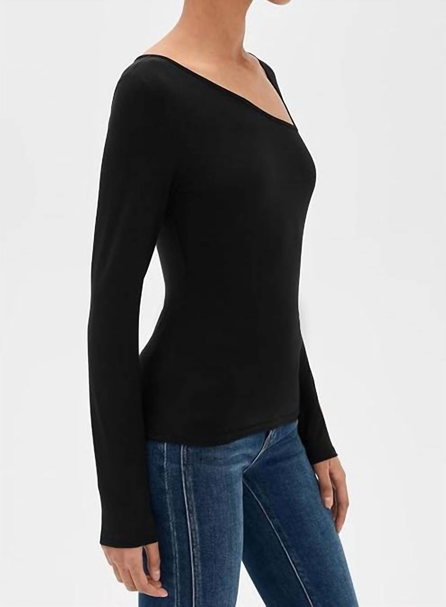 Paige Leonna Top in black - women's long sleeve top - alternate view