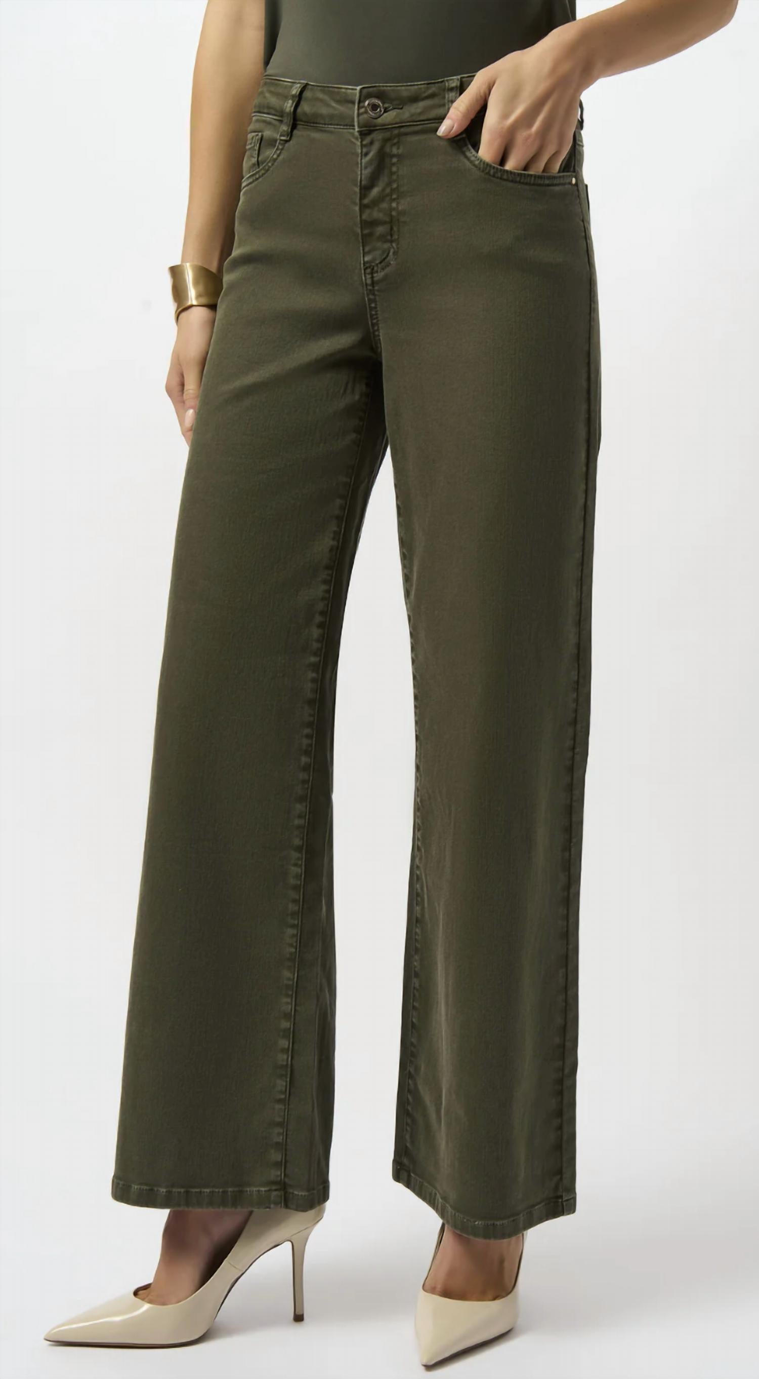 Joseph Ribkoff Goldie Classic Wide-leg Stretch Jeans in avocado - women's jeans
