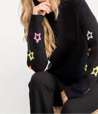 THML Star Sleeve Knit Crewneck in black - women's sweater - alternate view