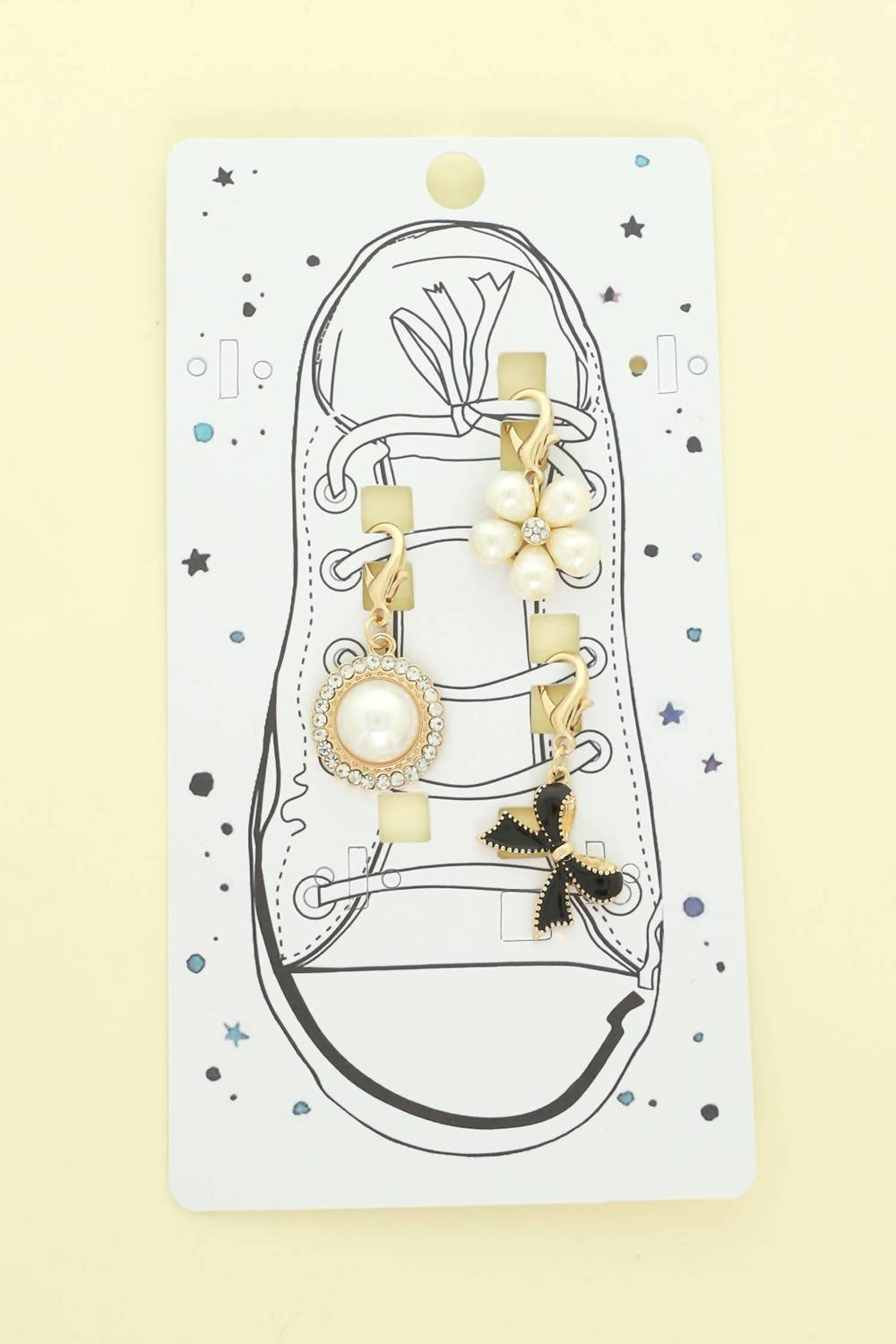 Sophia Collection Women's Rhinestone Pearl Flower & Bow Shoe Charm Set in gold tone - women's item